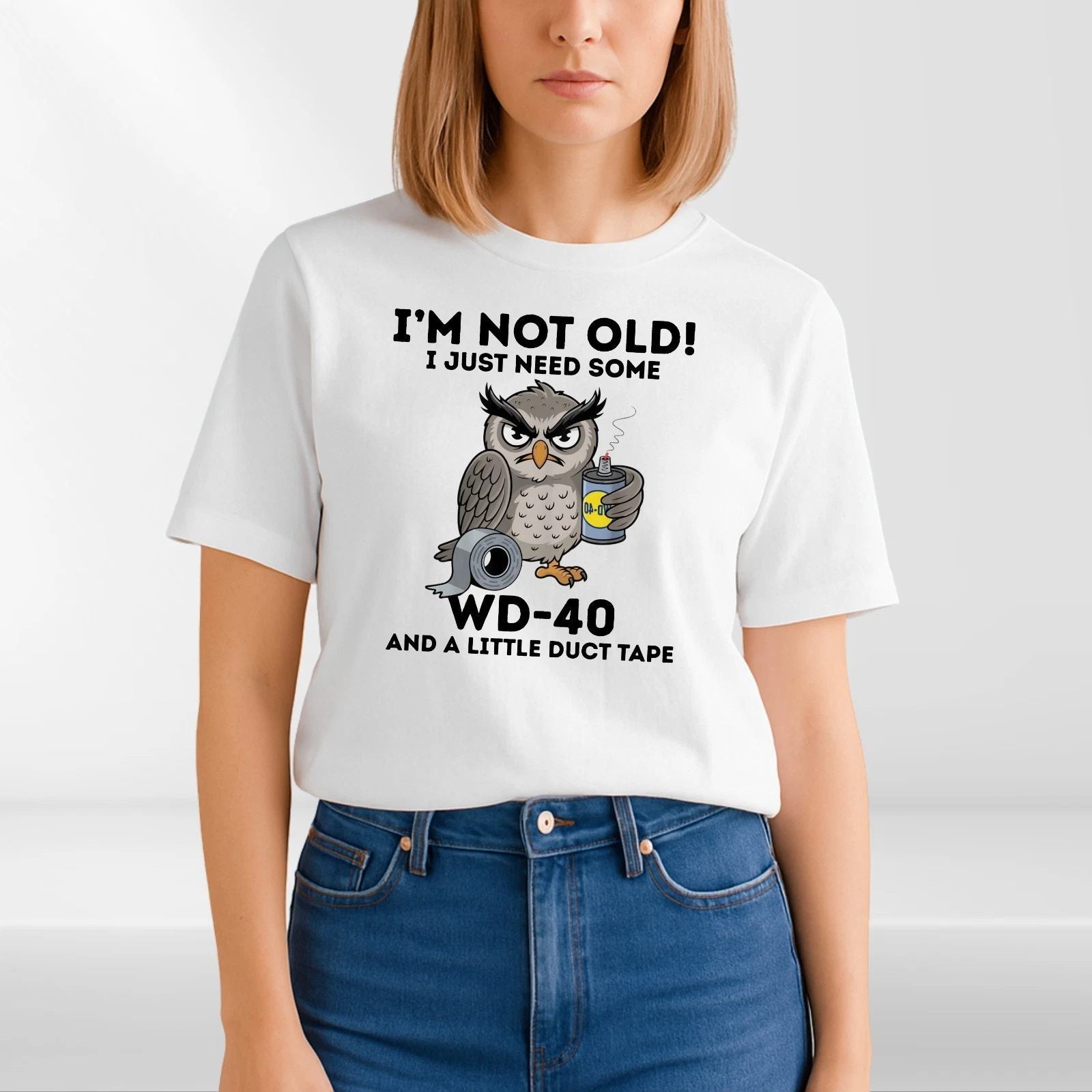 Funny Owl WD-40 & Duct Tape T-Shirt Design A product view 6