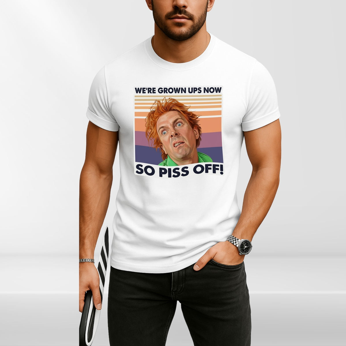 DROP DEAD FRED INSPIRED T SHIRT WE'RE GROWN UPS NOW FUNNY RIK MAYALL UNISEX TEE