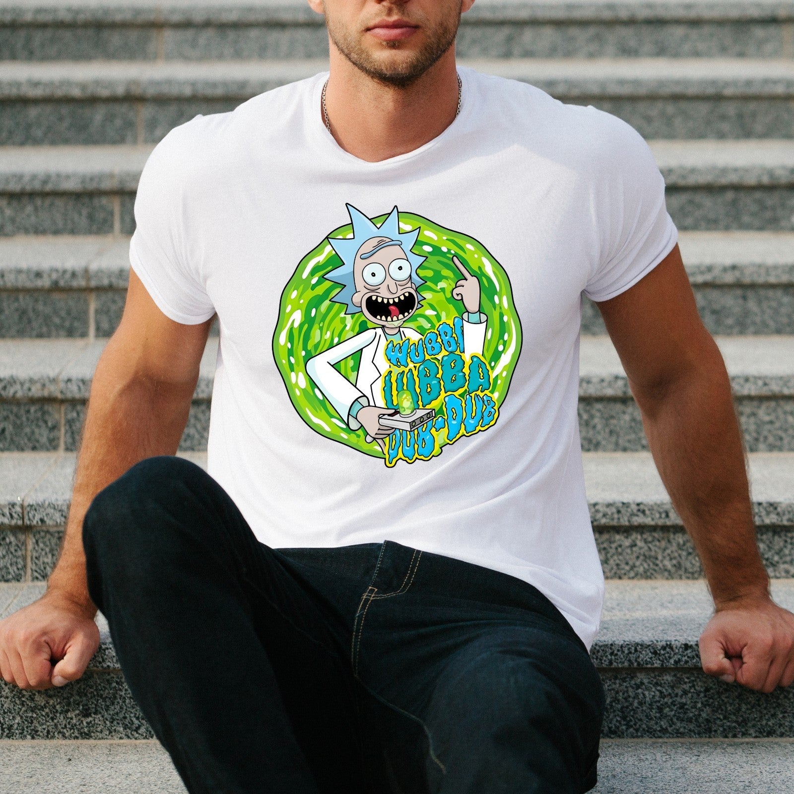 Rick and Morty Wubba Lubba Dub Dub T-Shirt Funny Cartoon Unisex Graphic Tee