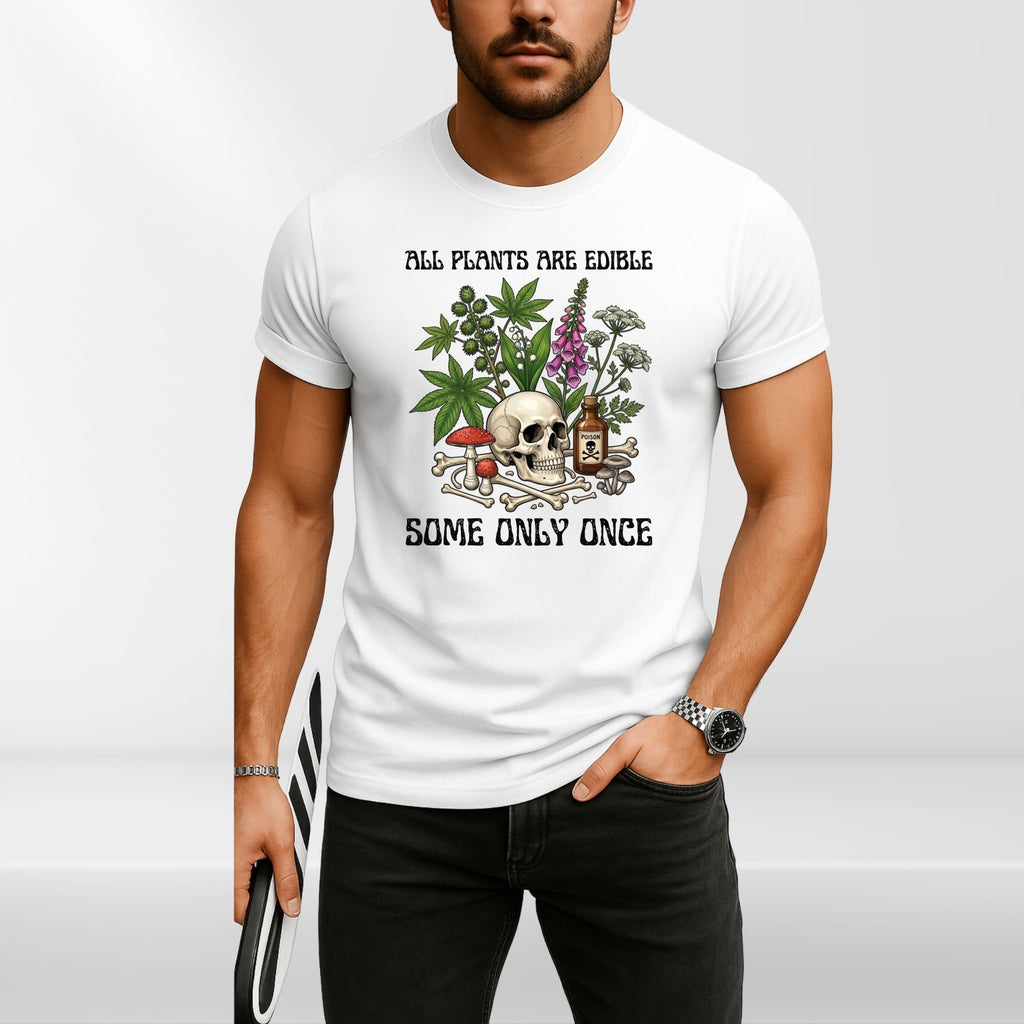 Funny Gardening T Shirt All Plants Are Edible Botanical Unisex Gift Tee UK