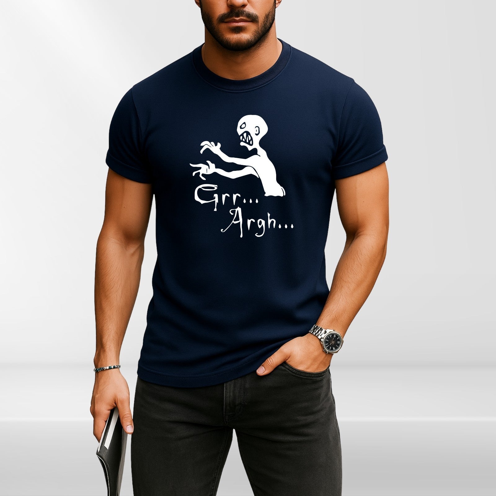Funny Zombie T-Shirt | Grr Argh Tee | Halloween Horror Graphic Shirt | Scary Und