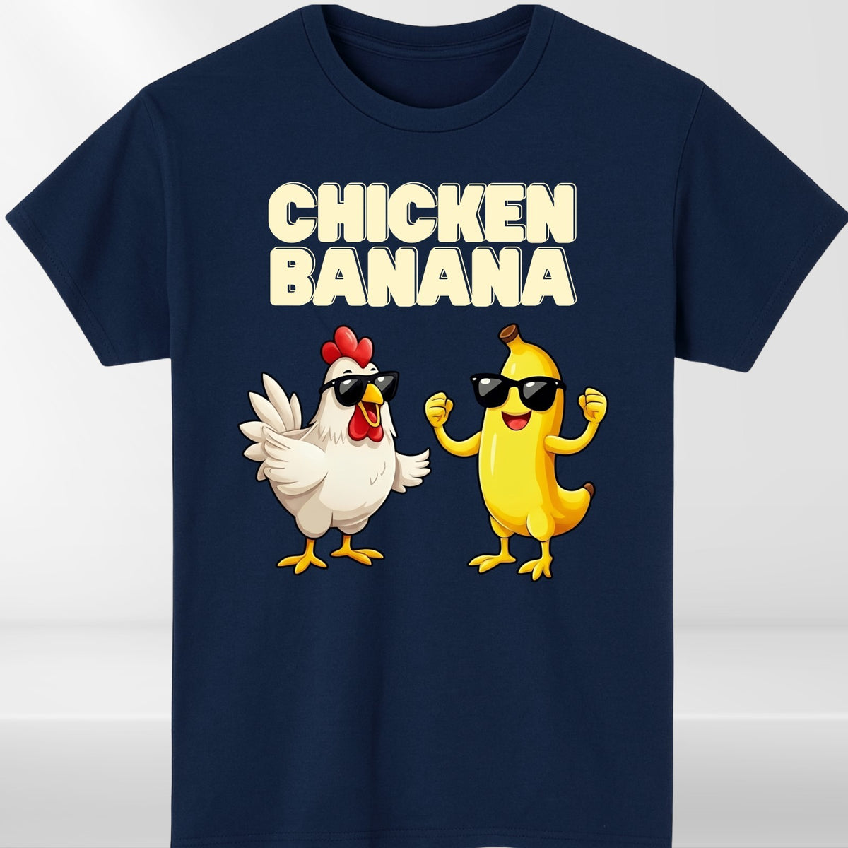 Funny Dancing Chicken Banana T-Shirt Graphic Meme Cartoon Unisex Casual Tee