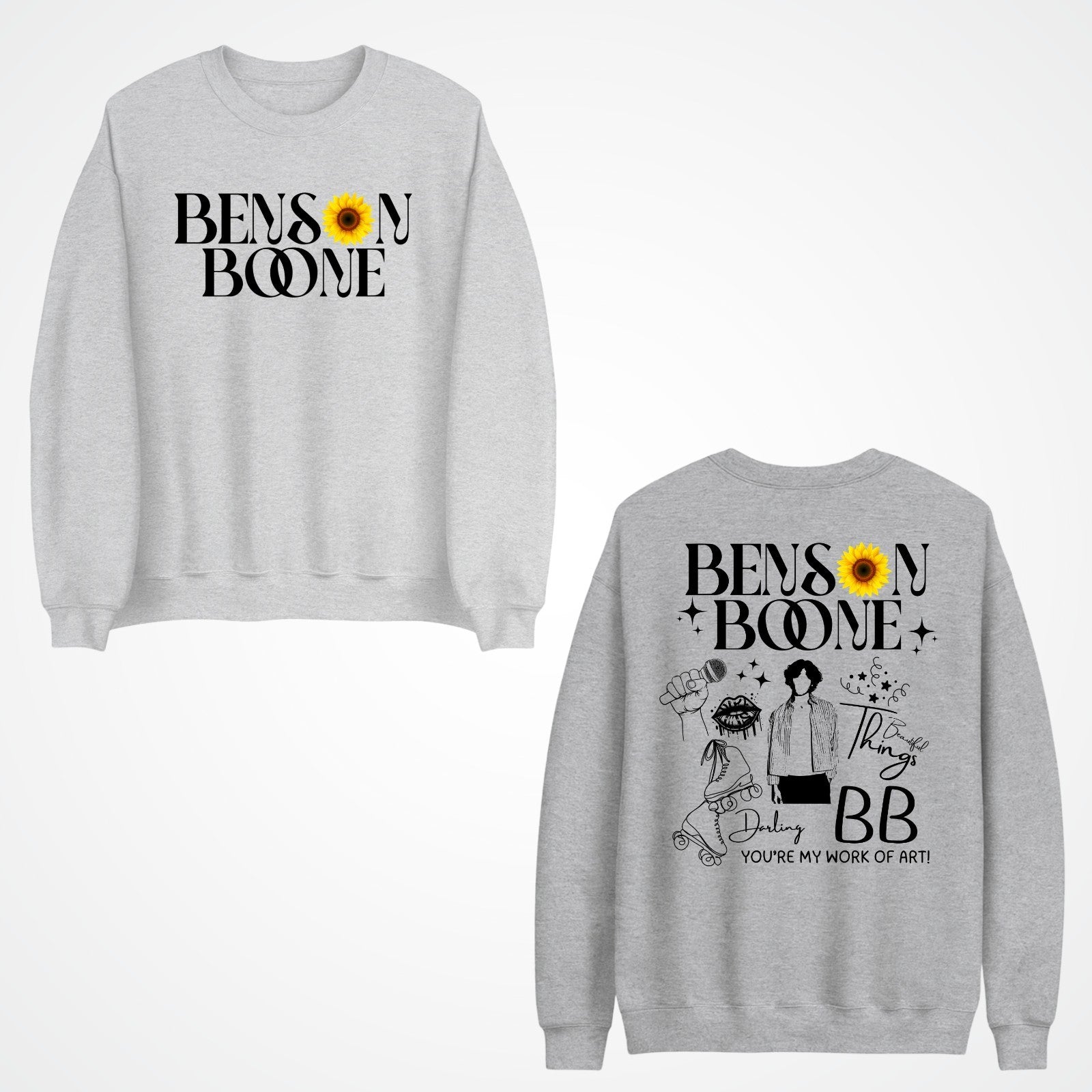 Emotional Pop Front & Back Jumper  Benson Boone concert lyrics Jumper top