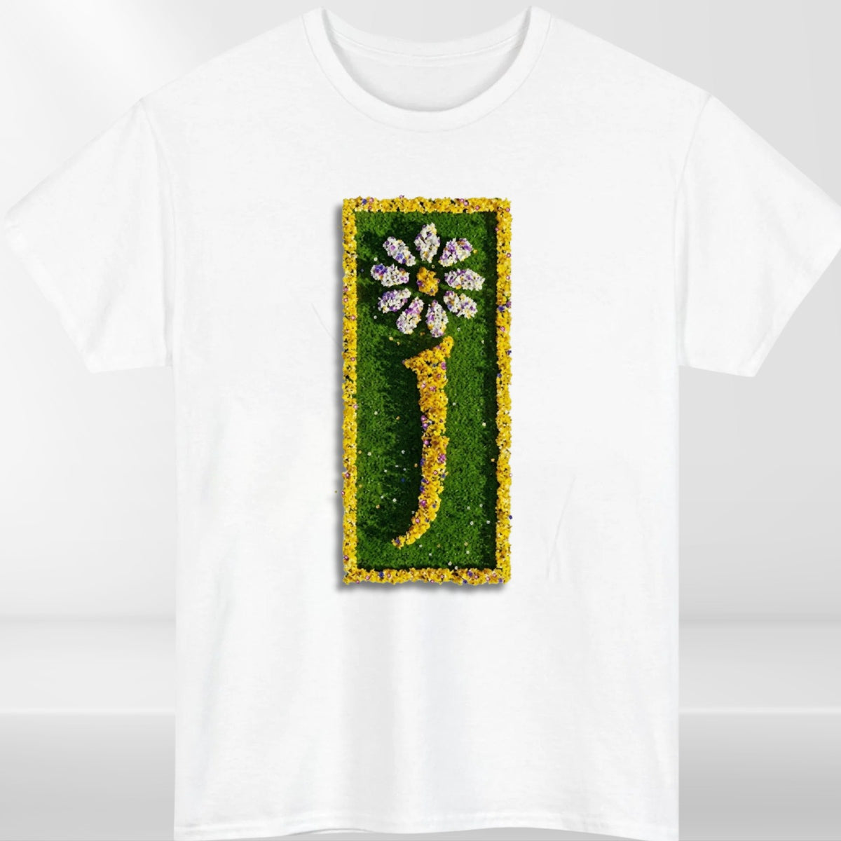 Floral Letter J Graphic T Shirt Aesthetic Daisy Alphabet Print Unisex Casual Cot