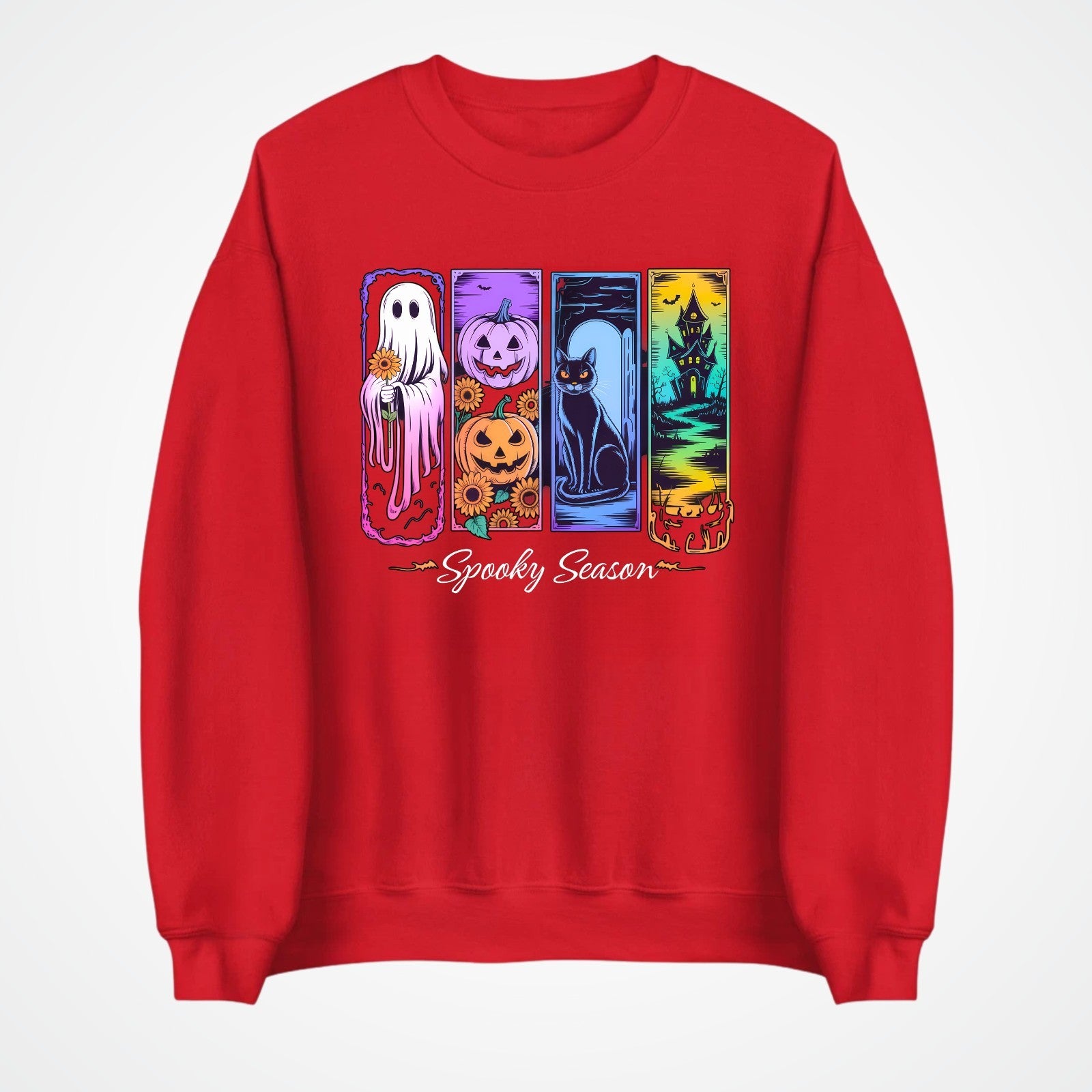 Spooky Season Jumper | Cute Halloween Sweatshirt | Ghost Pumpkin Cat Design | Au