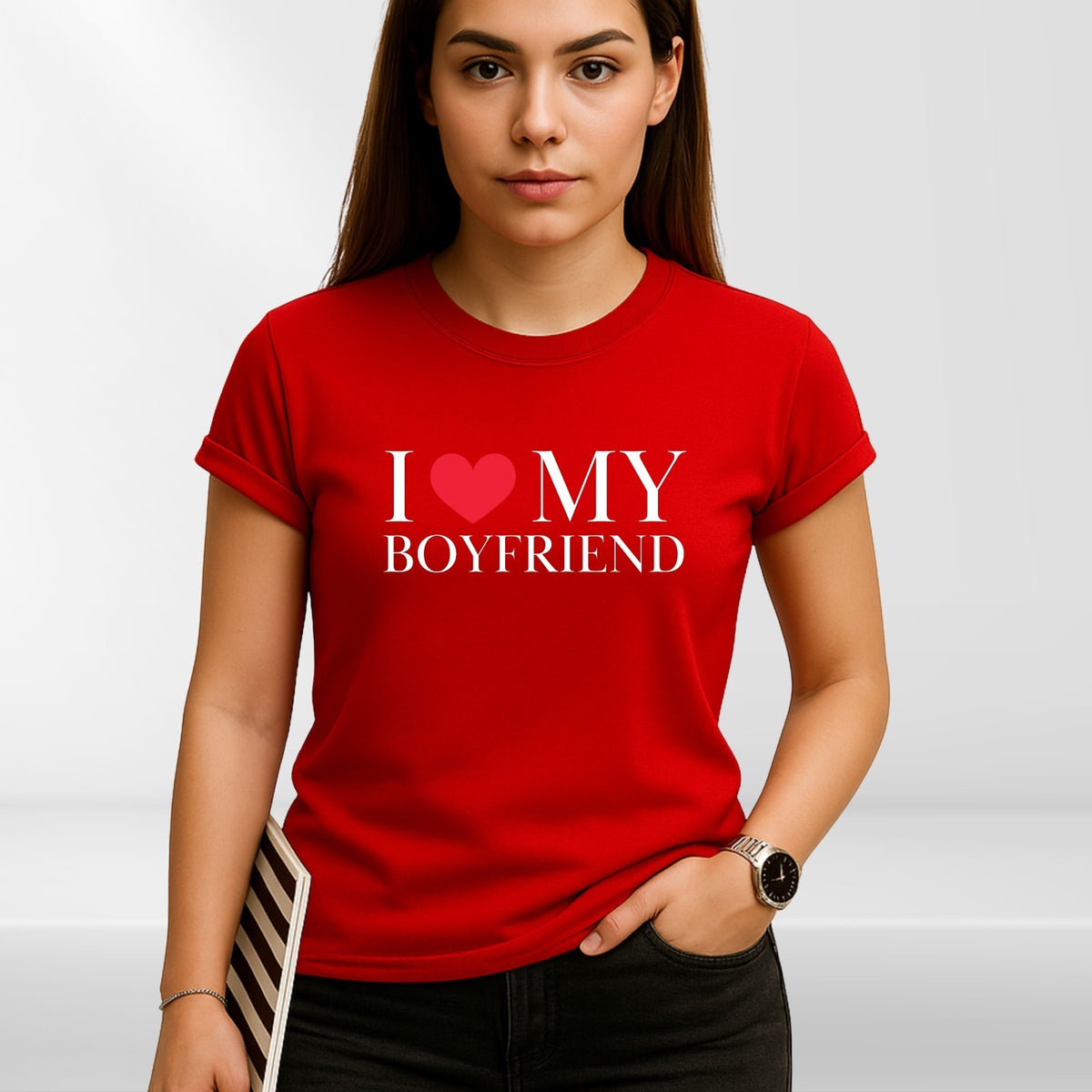 I Love My Girlfriend Joke Birthday T-Shirt product view 5