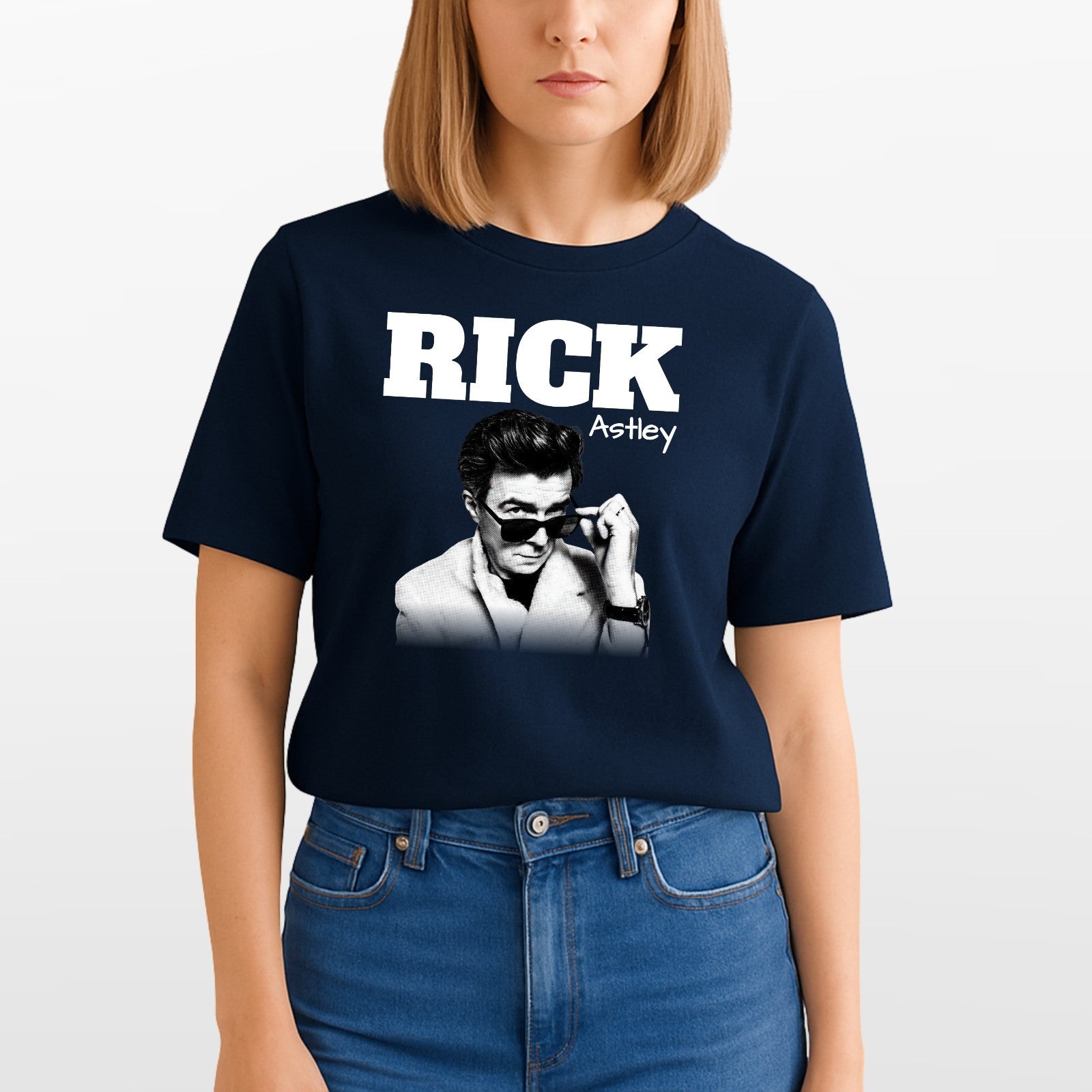 Rick Astley Homage T-Shirt Funny UK Music Icon Legend 90's 80's Retro Tee