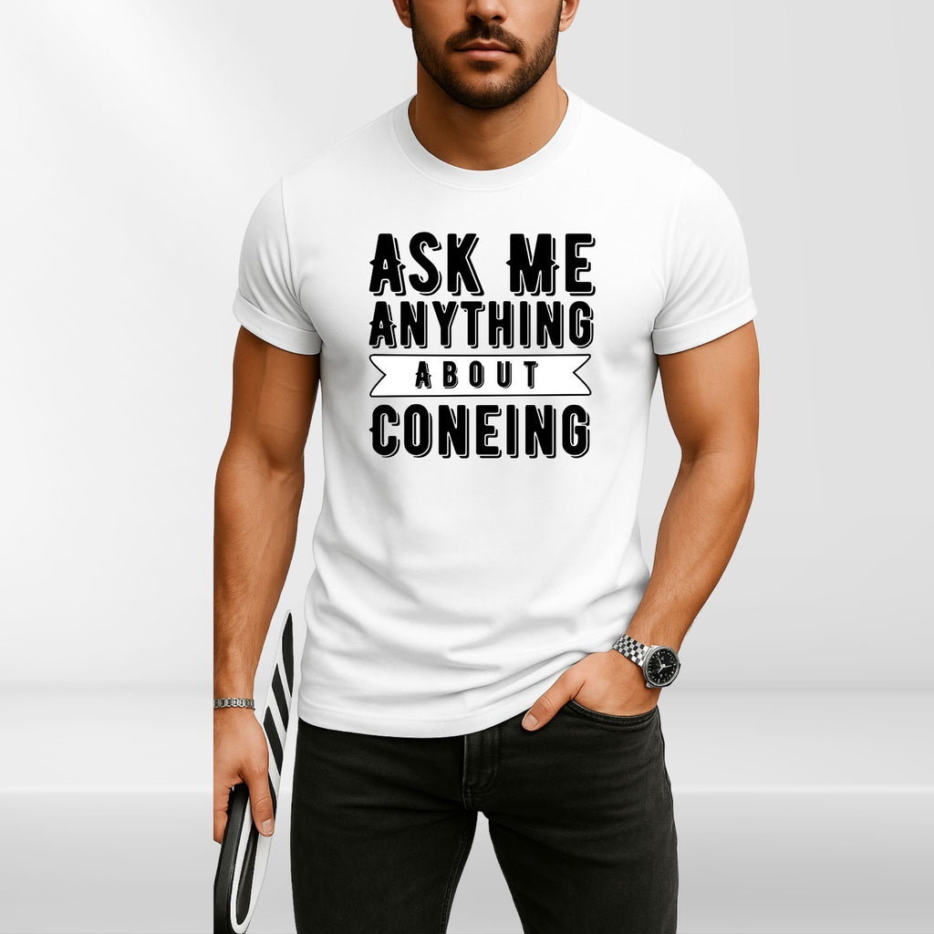 Ask Me Anything About Coneing T Shirt Funny Ice Cream Slogan Tee Unisex Gift