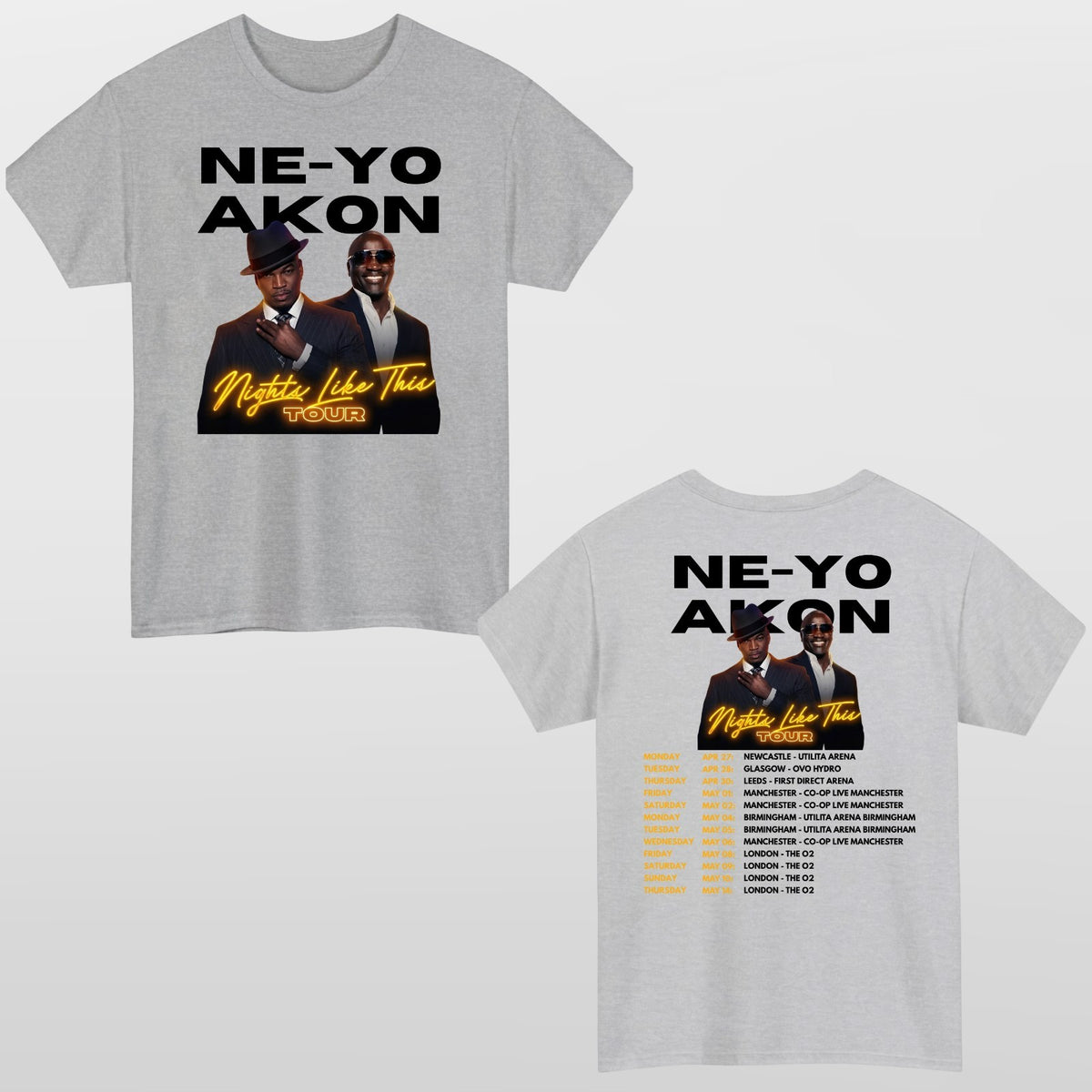 Akon T-Shirt NeYo Nights Like Tour Inspired Concert Unisex Tee Top