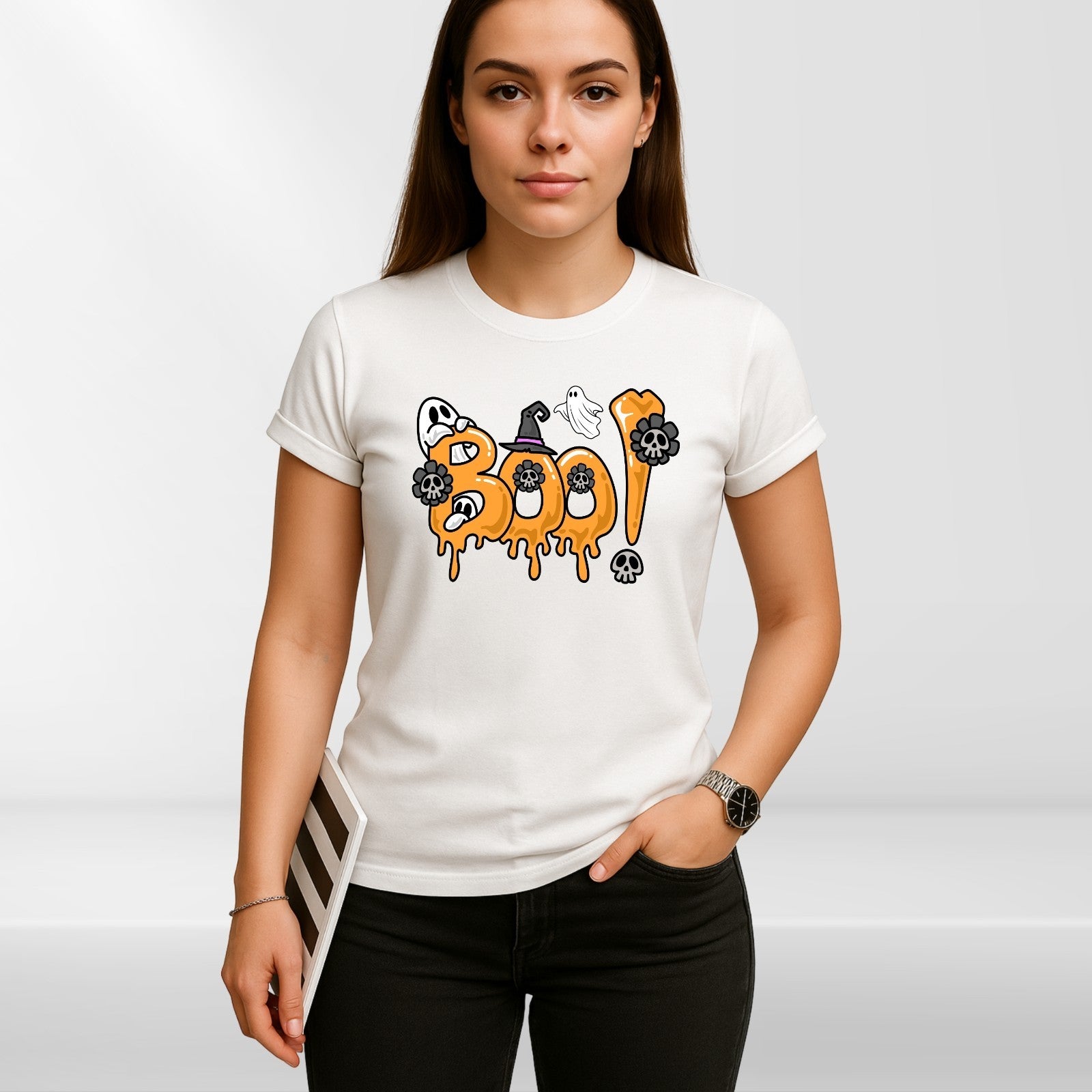 BOO! Halloween T-Shirt | Funny Ghost Pumpkin Tee | Spooky Horror Shirt | Trick o