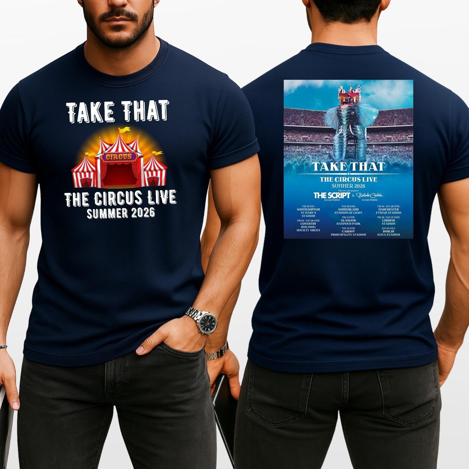 Take That The Circus Live Summer 2026 T-Shirt Double Sided Concert Merch