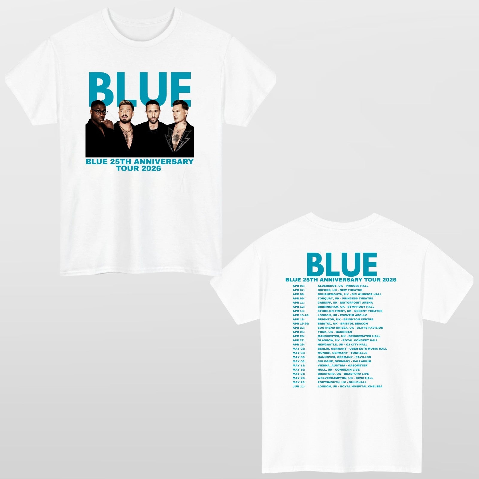 Blue 25th Anniversary Tour 2026 Unisex T Shirt - UK Pop Band Music Retro Top