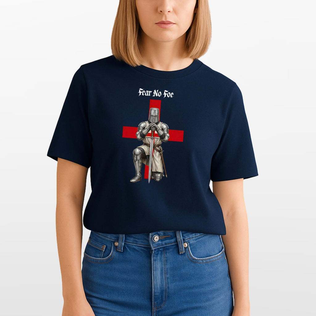 St George's Day Fear No Foe T-Shirt England Knight Cross Unisex Gift Medieval Te