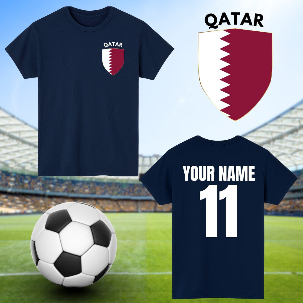 Personalised Qatar Football T-Shirt Custom Name And Number Sports Lover Top