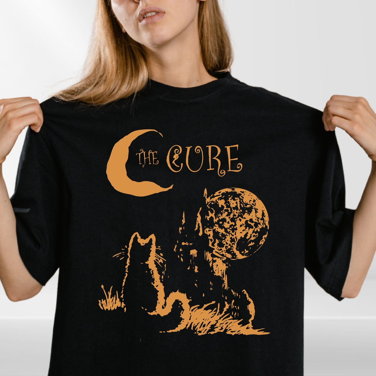 The Cure Inspired Gothic Cat Moon T Shirt Indie Rock Tour 2026 Fan Tee UK