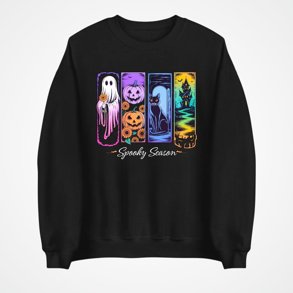 Spooky Season Jumper | Cute Halloween Sweatshirt | Ghost Pumpkin Cat Design | Au
