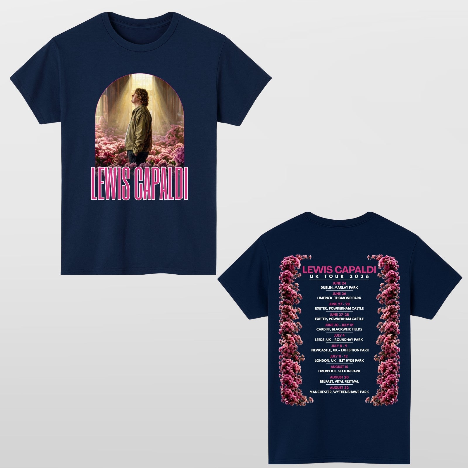 Lewis Capaldi Music Inspired UK Tour 2026 T Shirt Front Back Print Unisex Fan