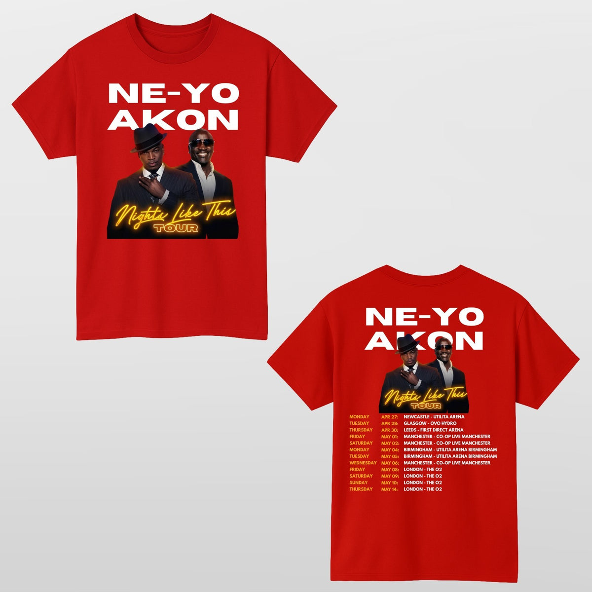 Akon T-Shirt NeYo Nights Like Tour Inspired Concert Unisex Tee Top
