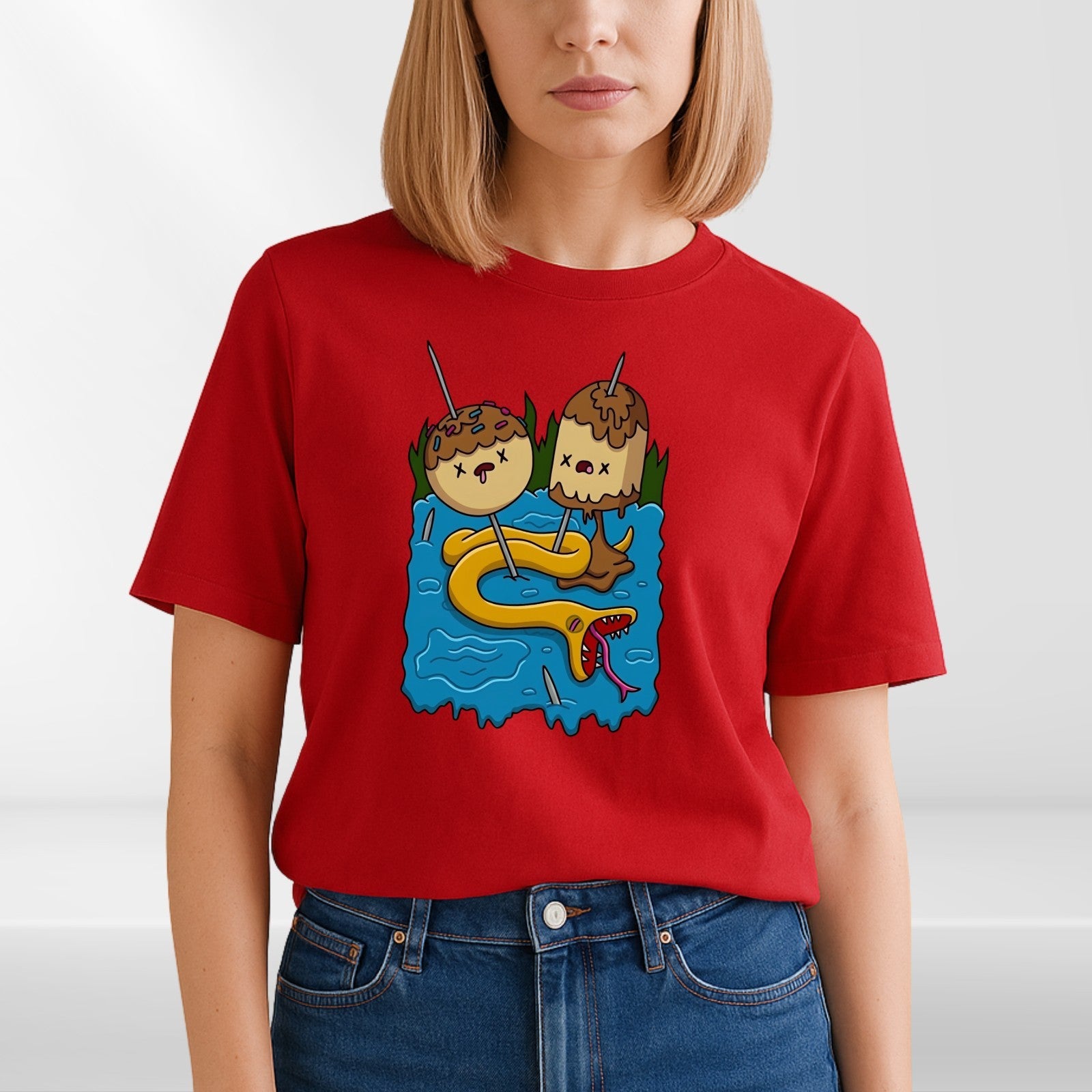 Adventure Time T Shirt Princess Bubblegum Snake Pond Graphic Unisex Tee UK