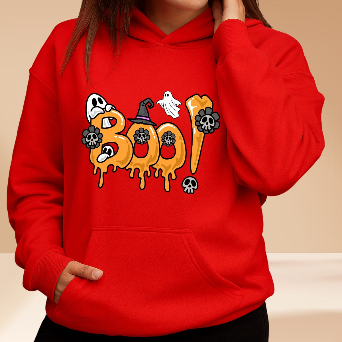 BOO! Halloween Hoodie | Funny Ghost & Skull Design | Spooky Unisex Sweatshirt |