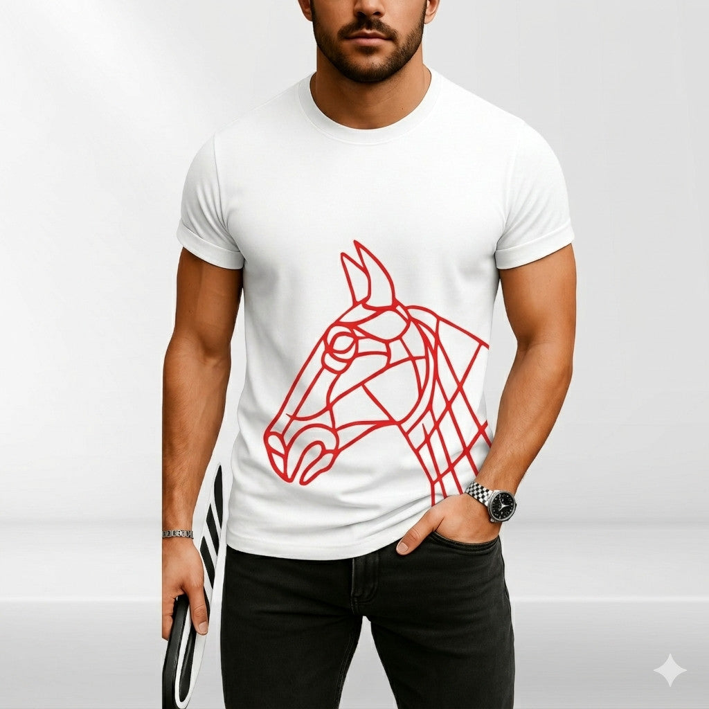 Geometric Horse Head T-Shirt Abstract Line Art Animal Graphic Unisex Tee