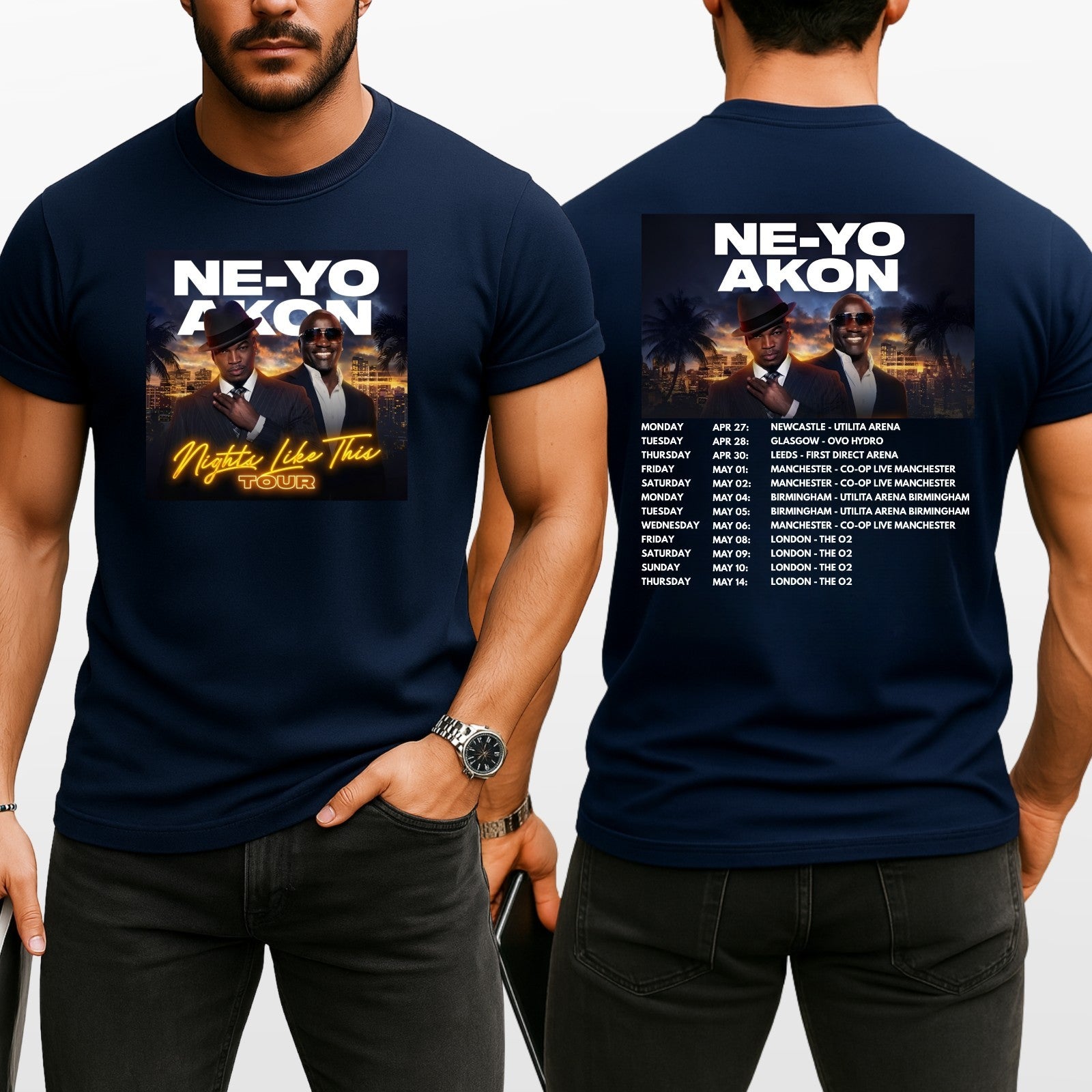 Ne-Yo & Akon Adults T-Shirt Nights Like This Music Inspired Top New