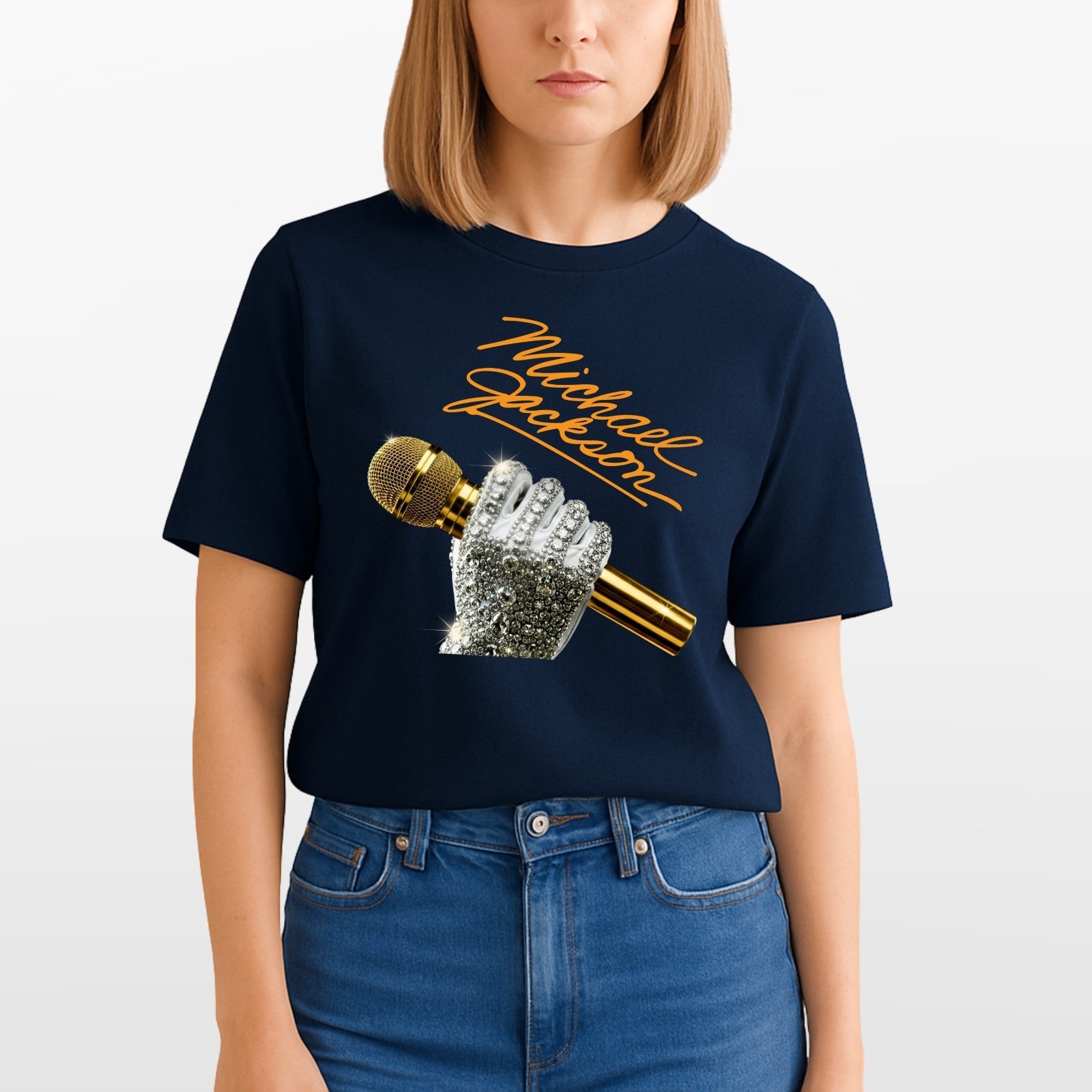 Michael Jackson Signature T-Shirt Gold Mic Glove King of Pop Graphic Unisex Tee