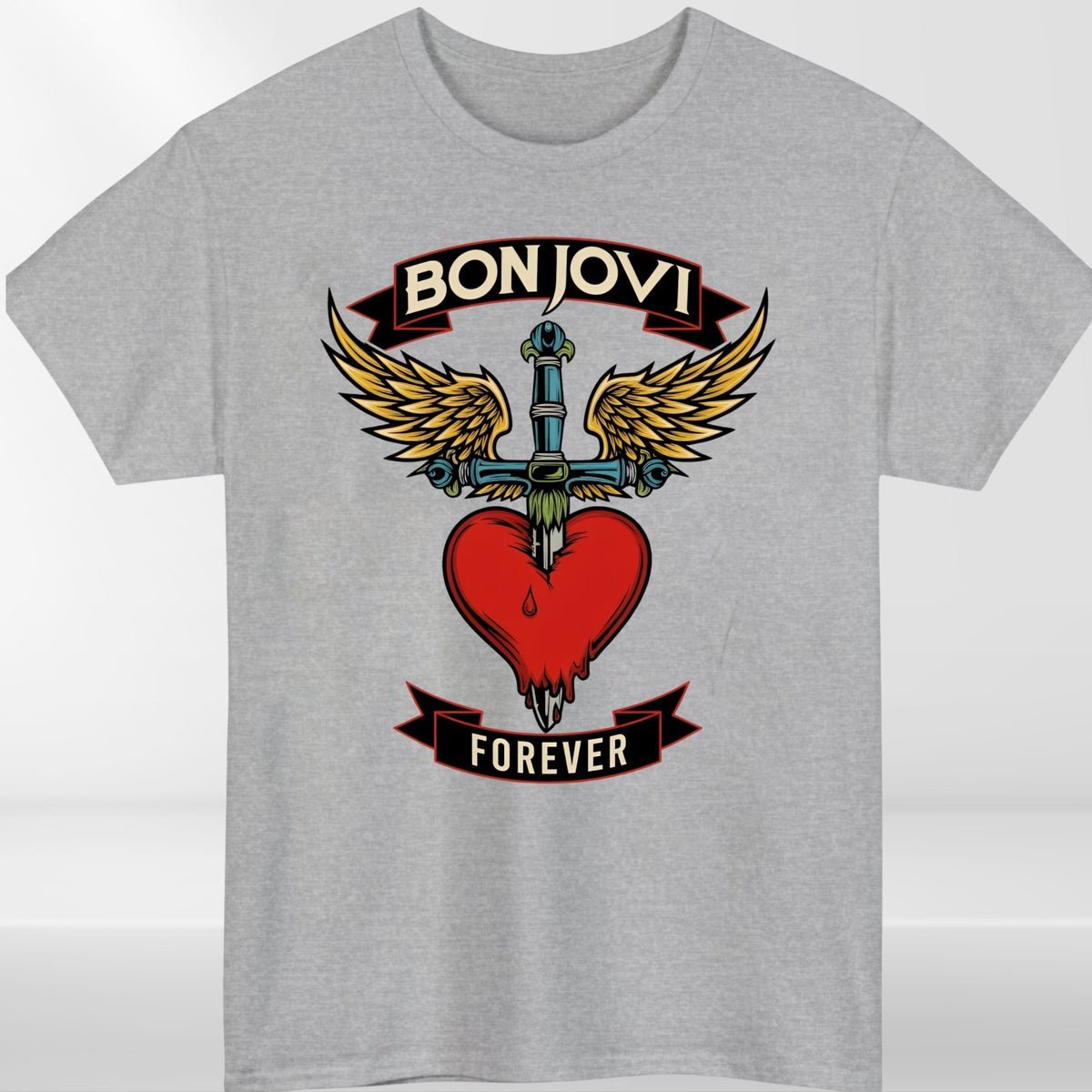 Bon Jovi Forever Inspired T-Shirt Band Merch Heart – Vintage Rock Band Concert