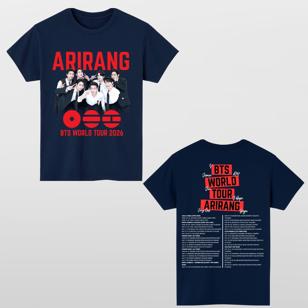 BTS Arirang Inspired World Tour T Shirt Unisex Adults Fan Merch Tee