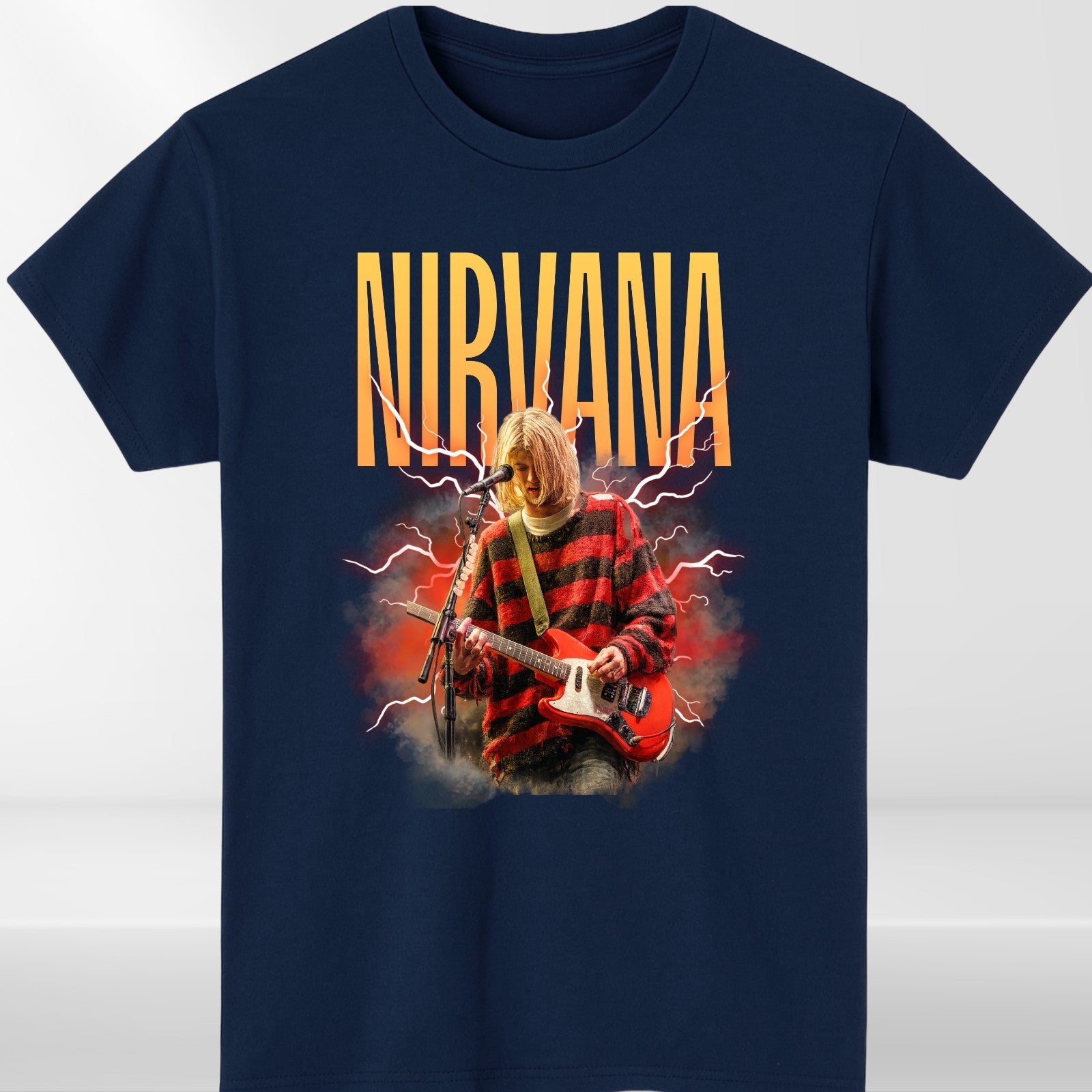 Nirvana T Shirt Kurt Cobain Guitar Grunge Rock Band Tee Unisex