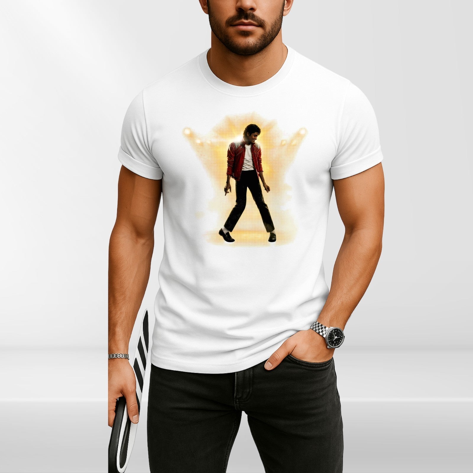 Michael Jackson 80s Thriller Crew Neck T-Shirt Mens Clothing Summer Tee