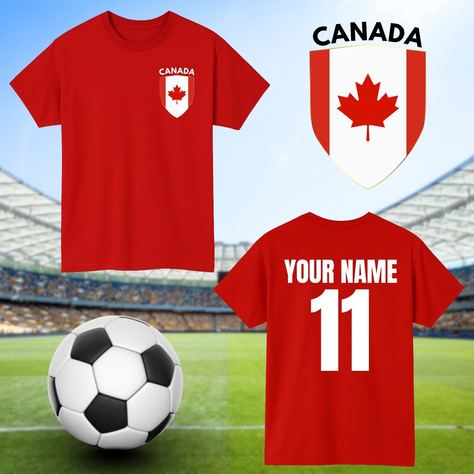 Personalised Canada Football T-Shirt Custom Name And Number Sports Lover To