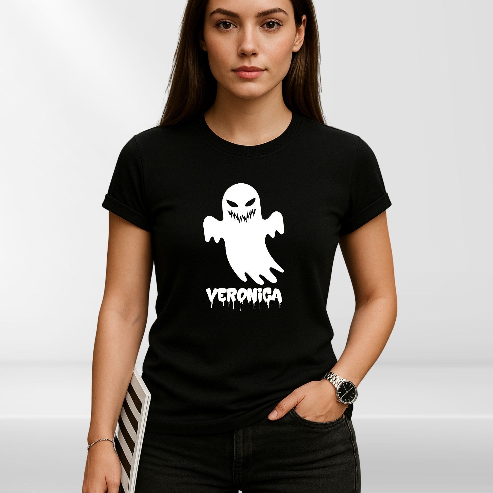 Personalised Halloween Ghost Couple T-Shirt Custom Name Spooky Scary Festive Top