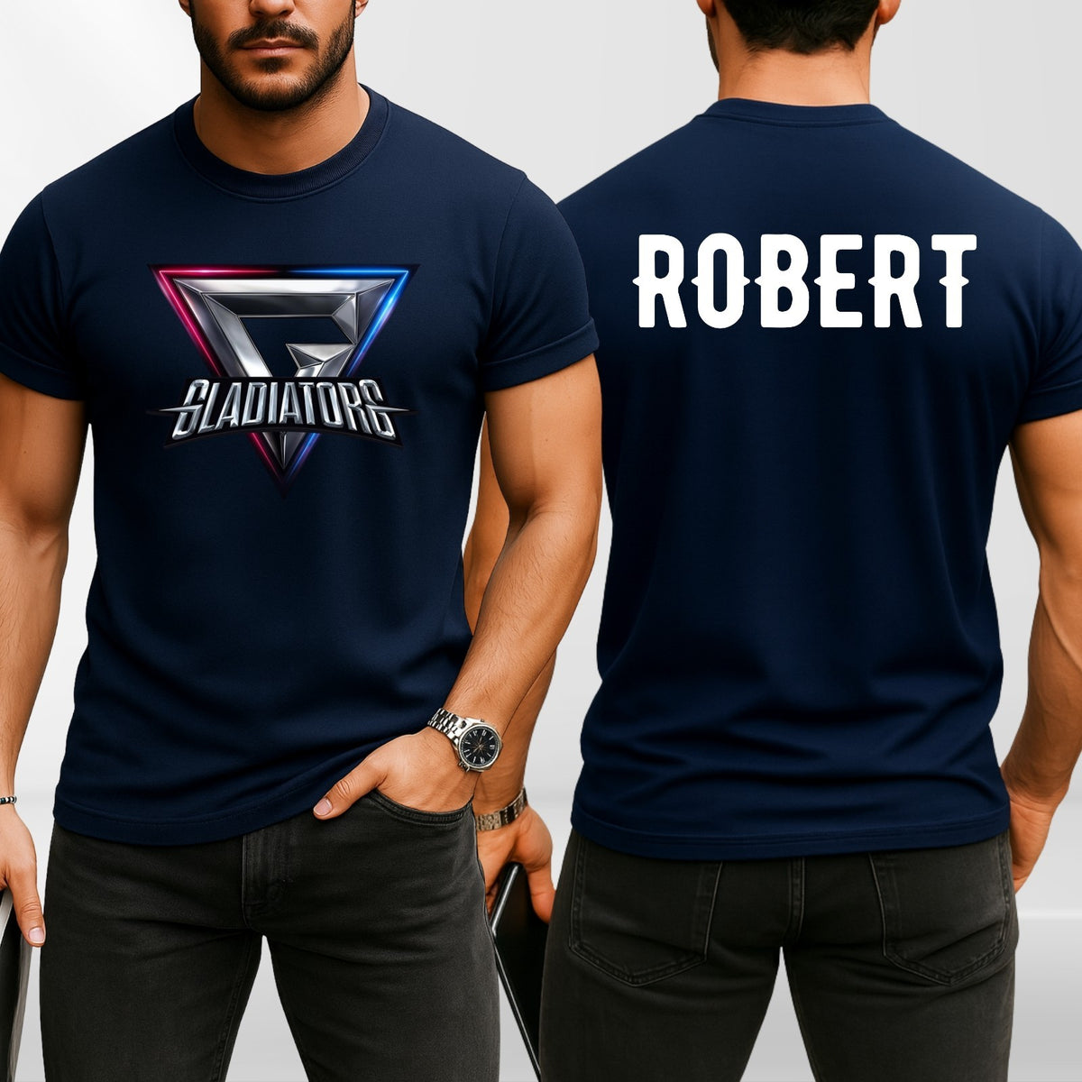 Personalised Gladiators Adult Kids T-Shirt Gaming Team Gamer 90's TV Show Xmas