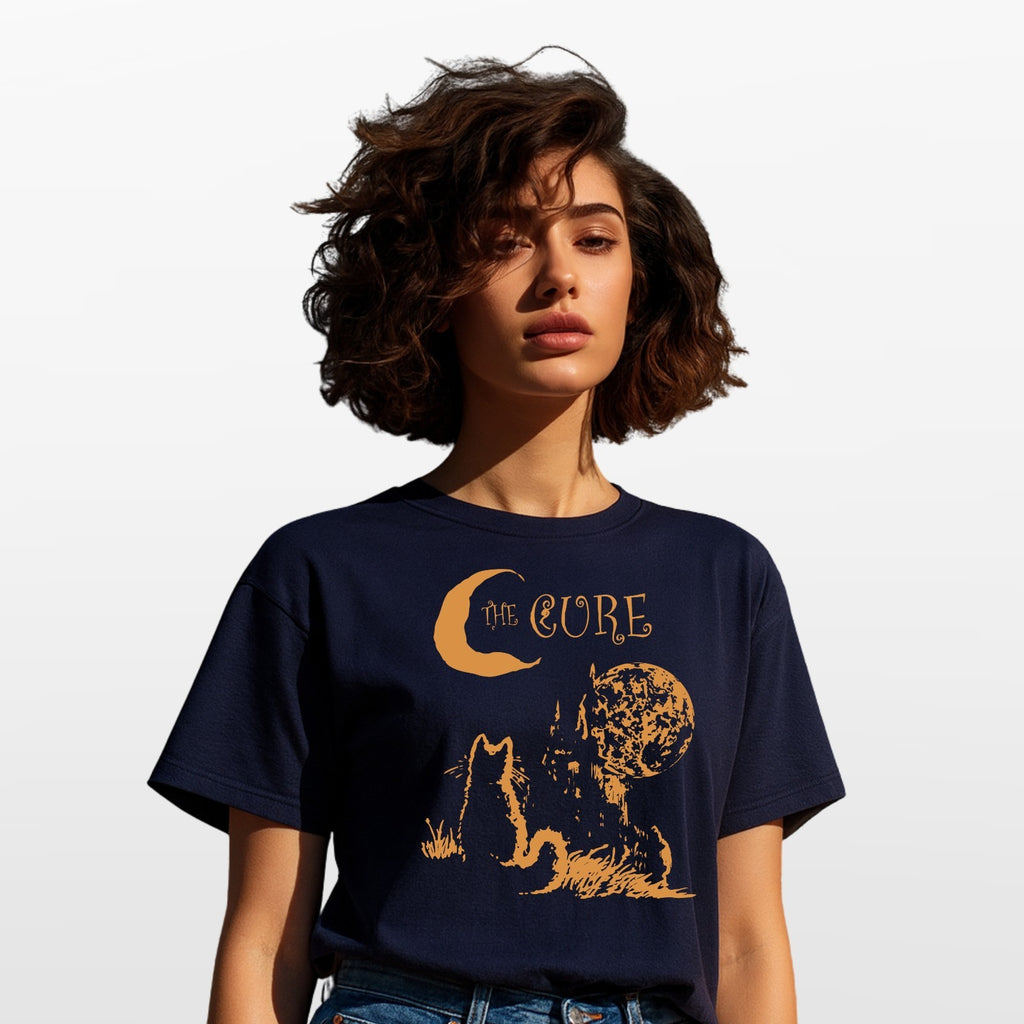 The Cure Inspired Gothic Cat Moon T Shirt Indie Rock Tour 2026 Fan Tee UK
