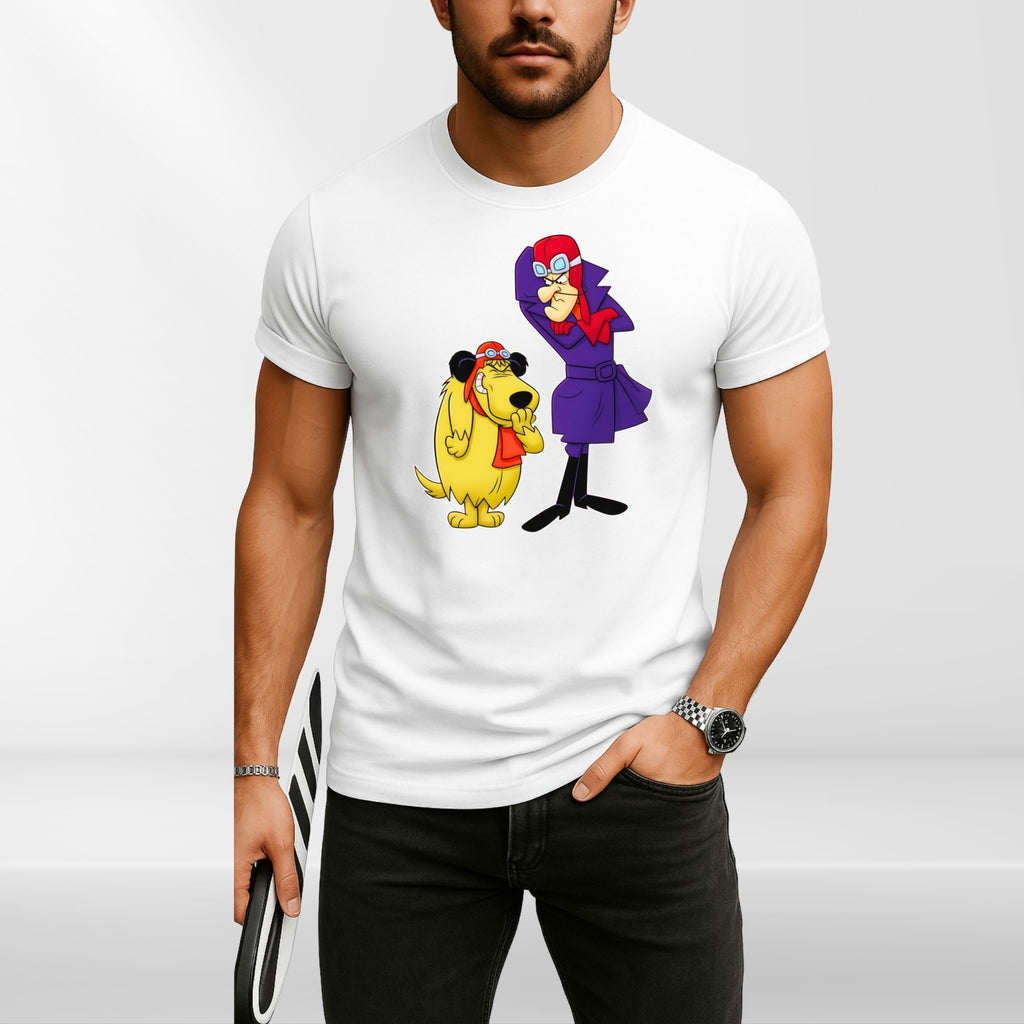 Wacky Races Dastardly And Muttley Retro T-Shirt Shirt Cartoon Hero Mens Clothing