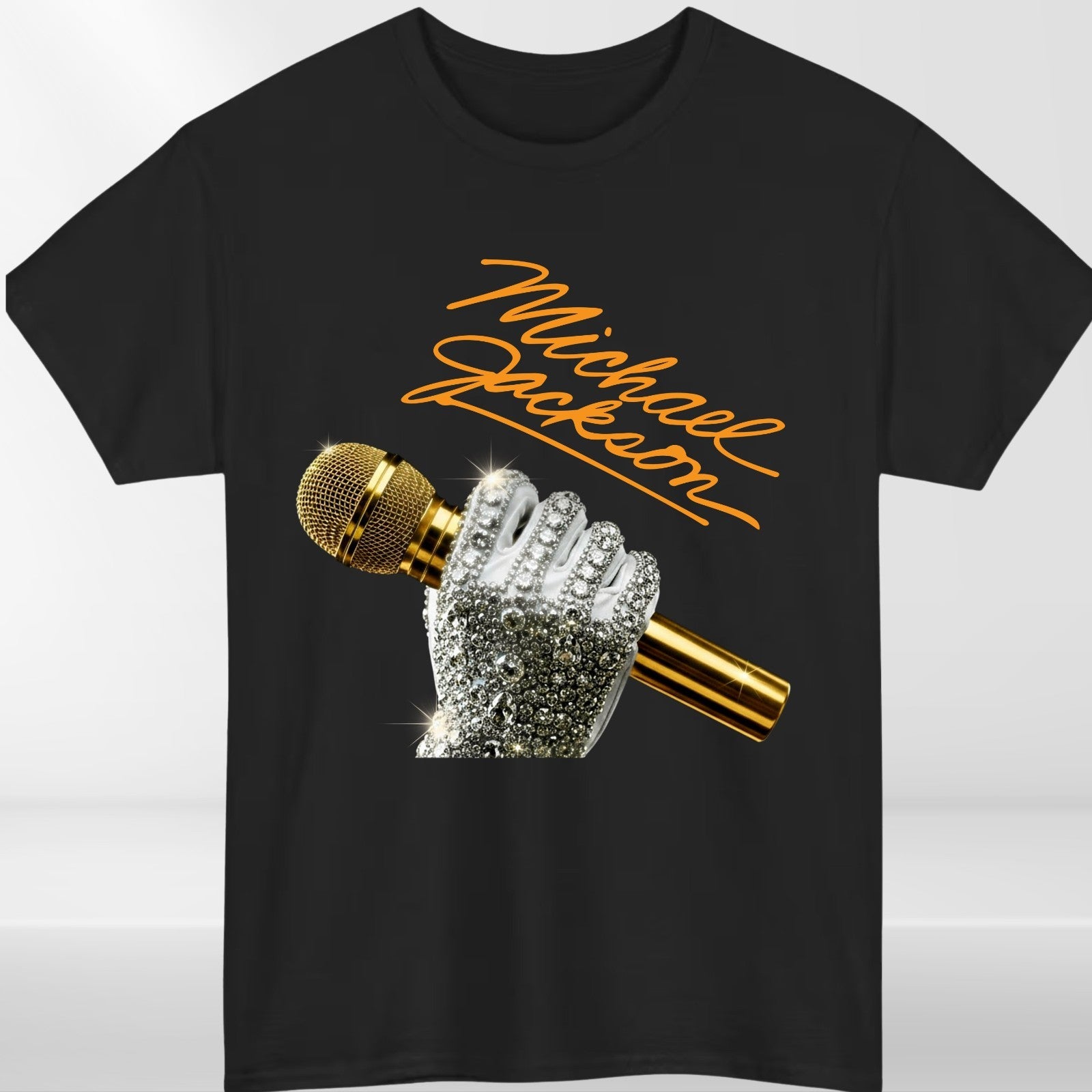 Michael Jackson Signature T-Shirt Gold Mic Glove King of Pop Graphic Unisex Tee