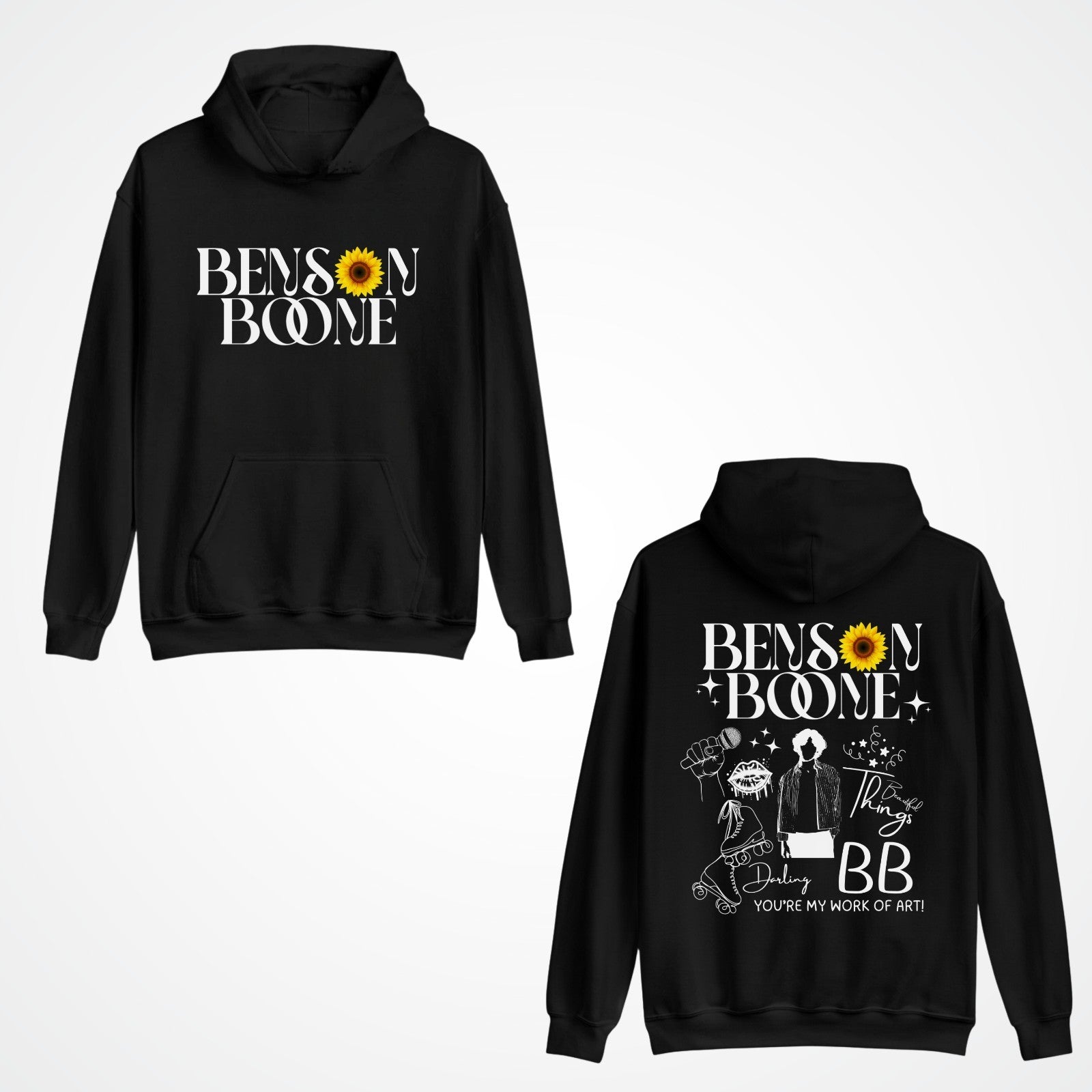 Emotional Pop Front & Back hoodie, Benson Boone concert lyrics tee Hoody