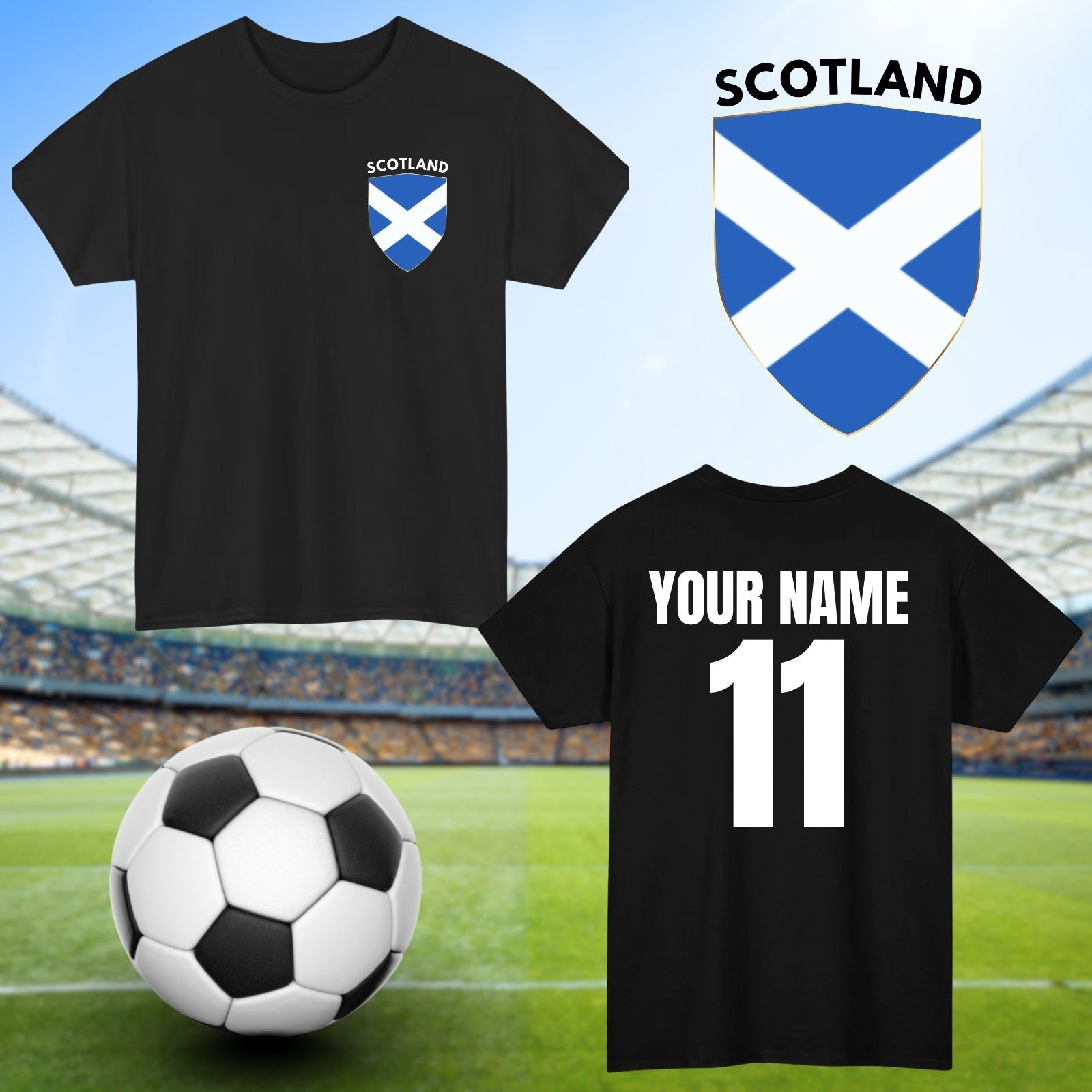 Personalised Scotland Football T-Shirt Custom Name And Number Sports Lover Top