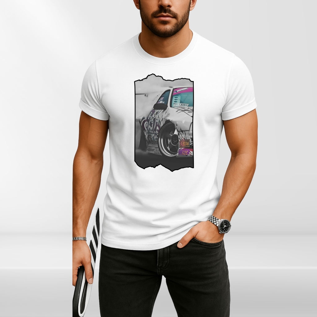 Drift Car Graphic T-Shirt Men Streetwear Racing Print Tee JDM Style Unisex