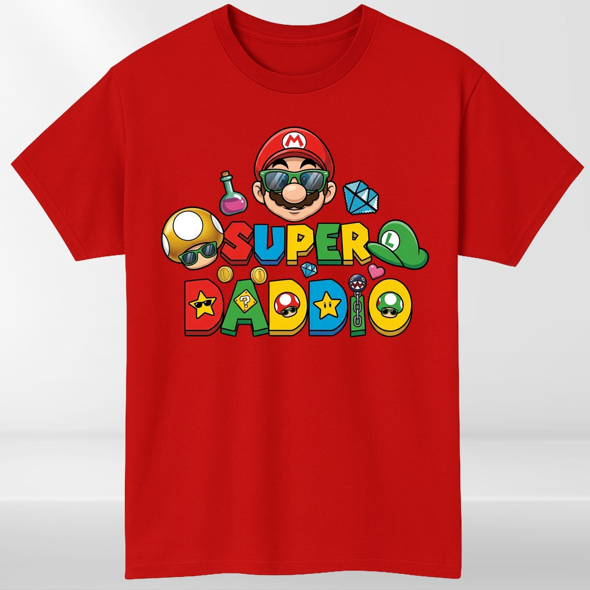 Super Mario Daddio Inspired T Shirt Funny Gaming Dad Unisex Gift Tee Top
