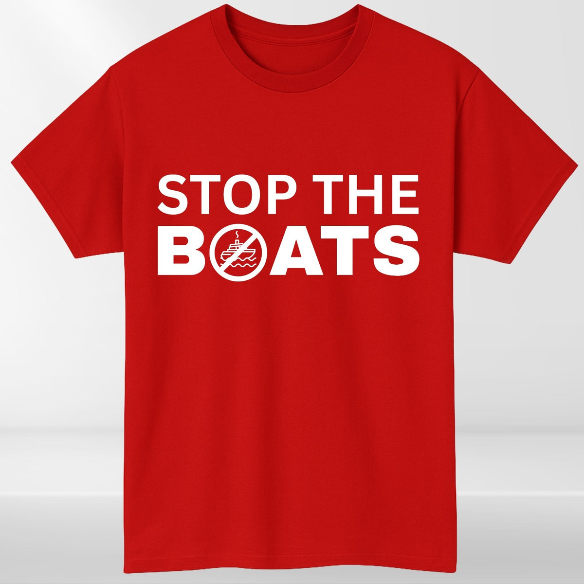 Stop The Boats Political Slogan Funny Graphic T Shirt Unisex Tee