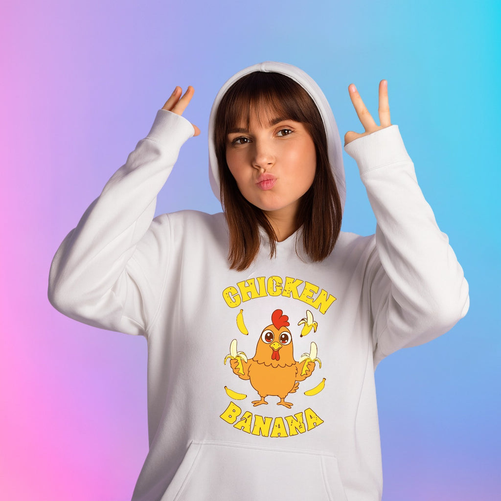 Chicken Banana Hoodie | Funny Meme Hoodie | Cute Cartoon Chicken Gift 3Y–4XL UK