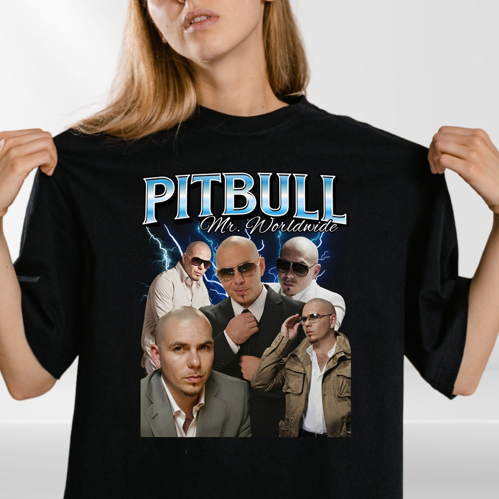 Retro Mr Worldwide Inspired T Shirt Vintage Music Graphic Fan Tee Top UK