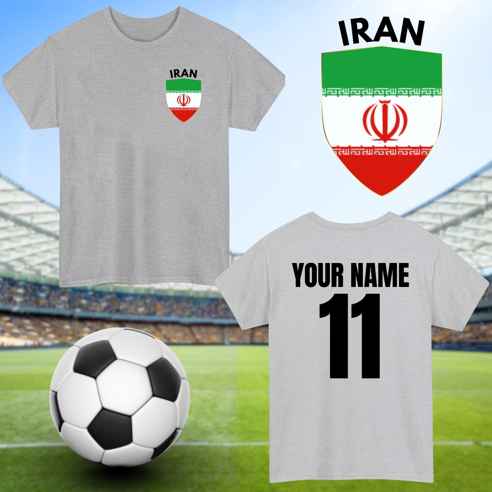 Personalised Iran Football T-Shirt Custom Name And Number Sports Lover To