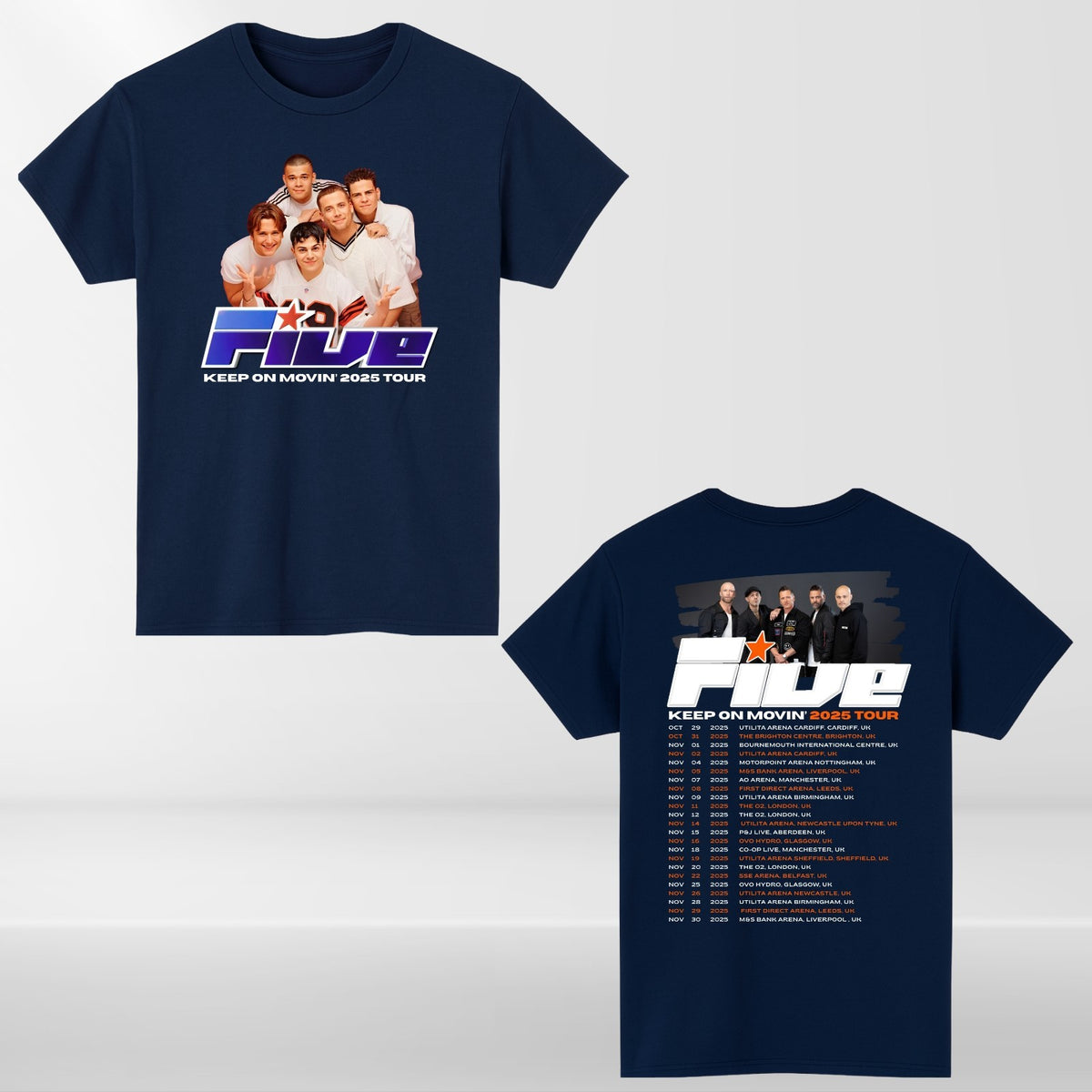 Five Band Concert T-Shirt Keep On Moving 2025 Tour t tshirt Retro Pop Gift Top
