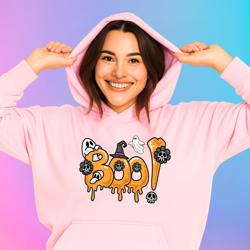 BOO! Halloween Hoodie | Funny Ghost & Skull Design | Spooky Unisex Sweatshirt |