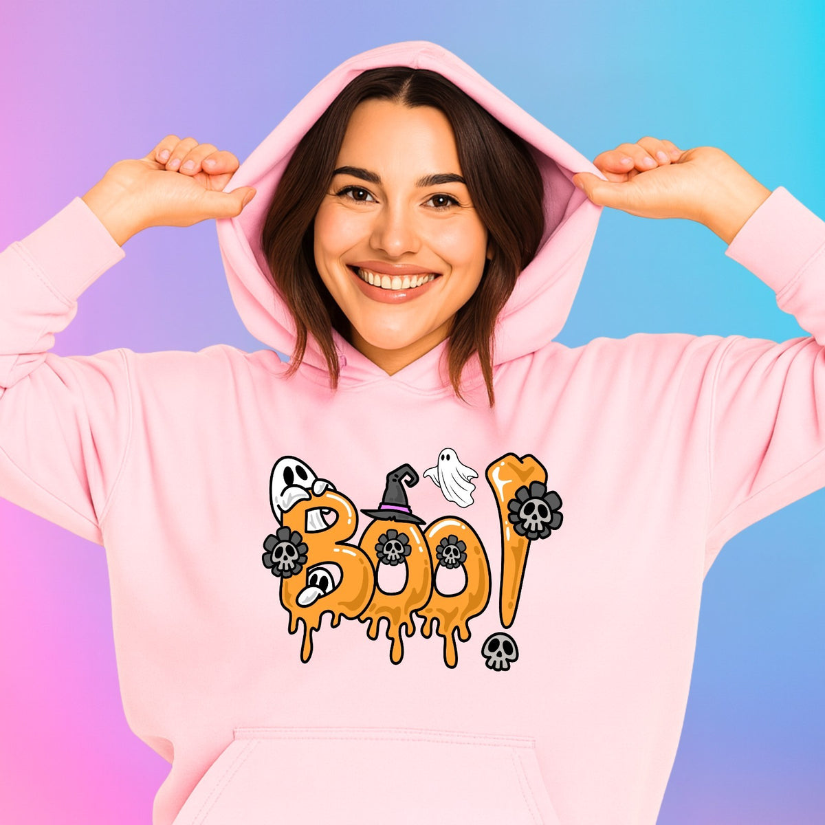 BOO! Halloween Hoodie | Funny Ghost & Skull Design | Spooky Unisex Sweatshirt |