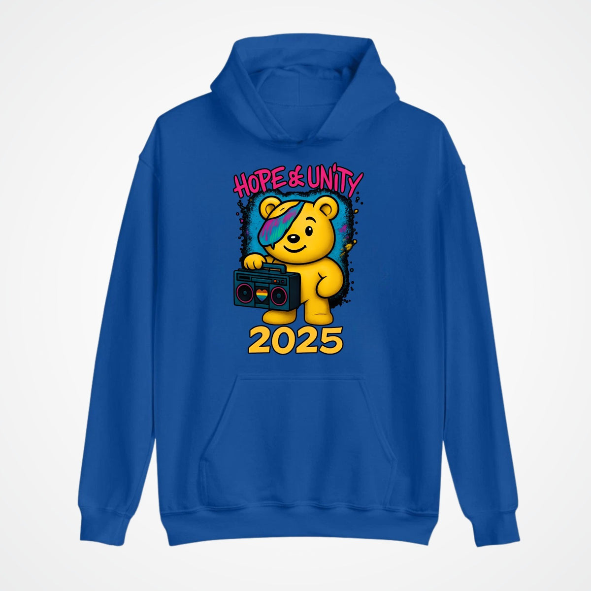 Hope & Unity 2025 Bear Hoodie | Positive Graphic Hoodie | Unisex 3Y–4XL