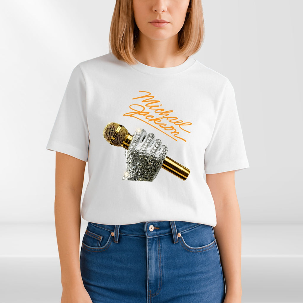 Michael Jackson Signature T-Shirt Gold Mic Glove King of Pop Graphic Unisex Tee
